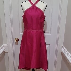 Women's Halter Cocktail Dress in Cosmo Pink